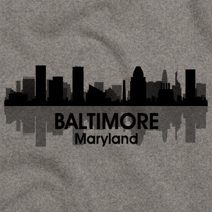 BALTIMORE, MD CITY SKYLINE Grey art preview