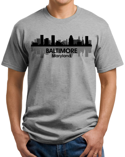 Unisex Grey Baltimore, Md City Skyline - Baltimore Orioles Ravens Love Pride T-shirt