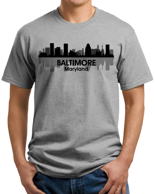 Unisex Grey Baltimore, Md City Skyline - Baltimore Orioles Ravens Love Pride T-shirt