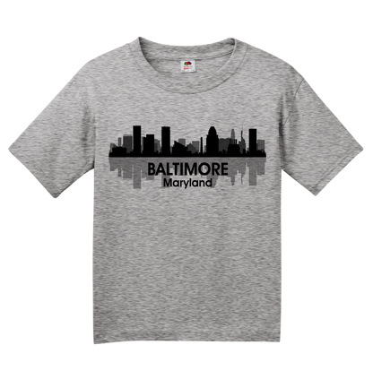 Youth Grey Baltimore, Md City Skyline - Baltimore Orioles Ravens Love Pride T-shirt