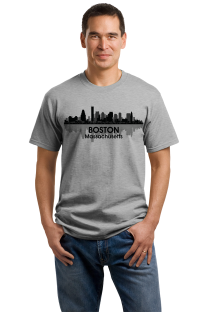 Unisex Grey Boston, Ma City Skyline - Beantown Pride Patriots Red Sox Love T-shirt