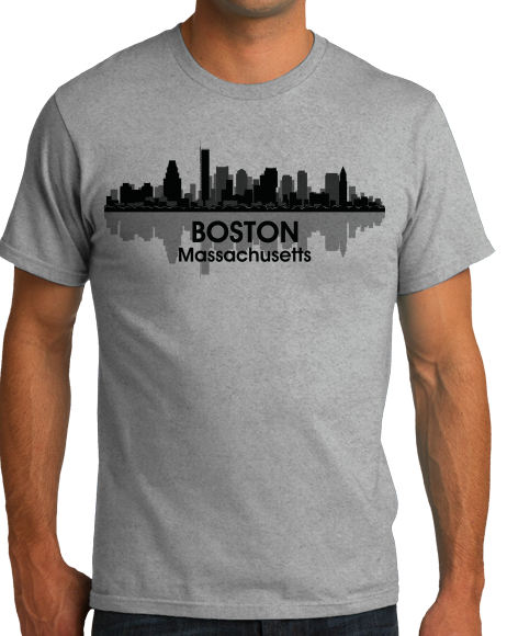 Unisex Grey Boston, Ma City Skyline - Beantown Pride Patriots Red Sox Love T-shirt