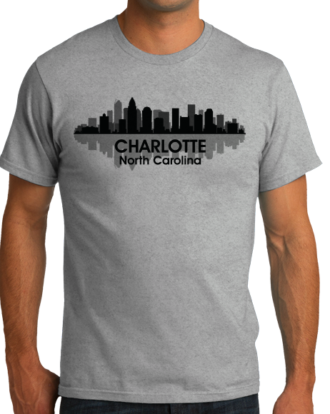 Unisex Grey Charlotte, NC City Skyline - Charlotte Pride Carolina Panthers T-shirt