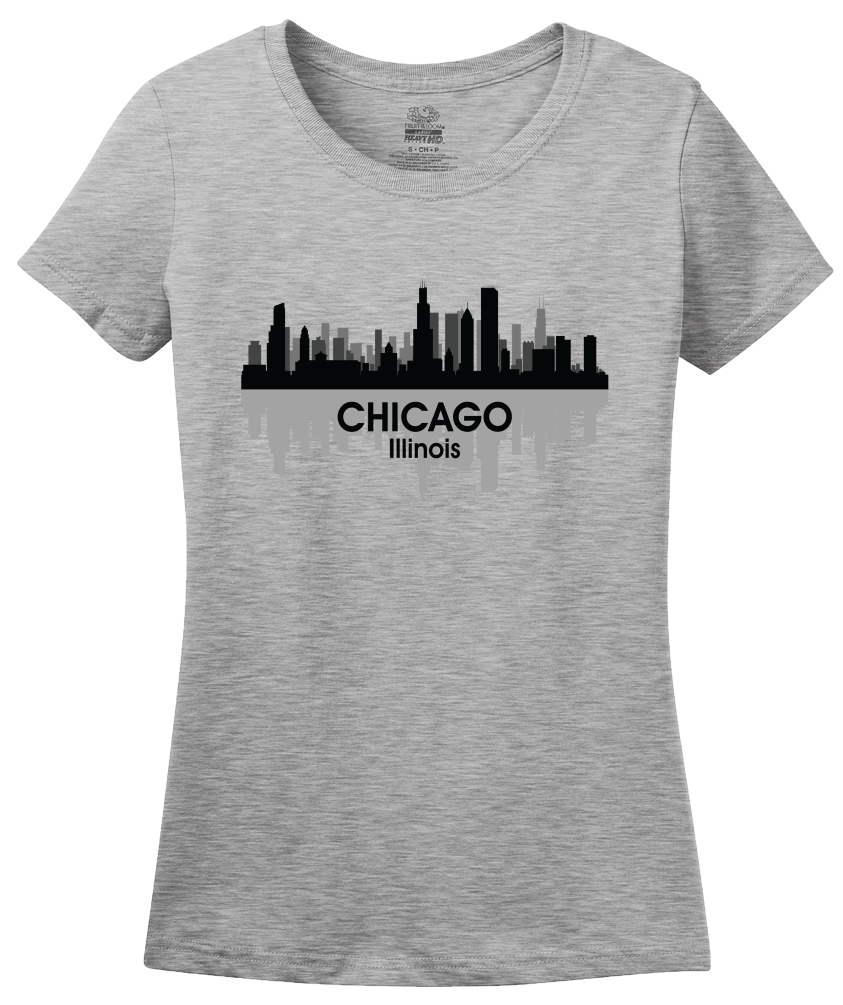 Ladies Grey CHICAGO CITY SKYLINE T-shirt