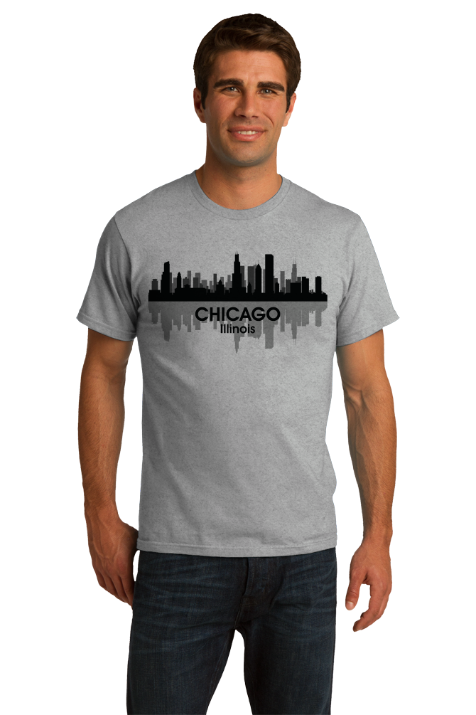 Unisex Grey CHICAGO CITY SKYLINE T-shirt