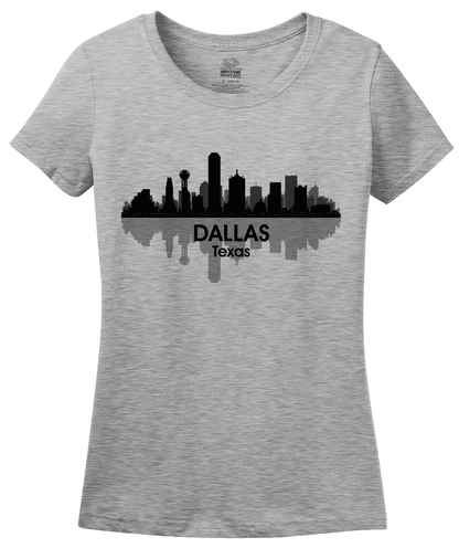 Ladies Grey Dallas City Skyline - Texas Rangers Dallas Cowboys Stars Pride T-shirt