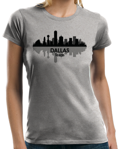 Ladies Grey Dallas City Skyline - Texas Rangers Dallas Cowboys Stars Pride T-shirt