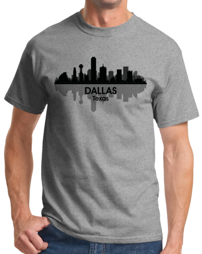 Unisex Grey Dallas City Skyline - Texas Rangers Dallas Cowboys Stars Pride T-shirt