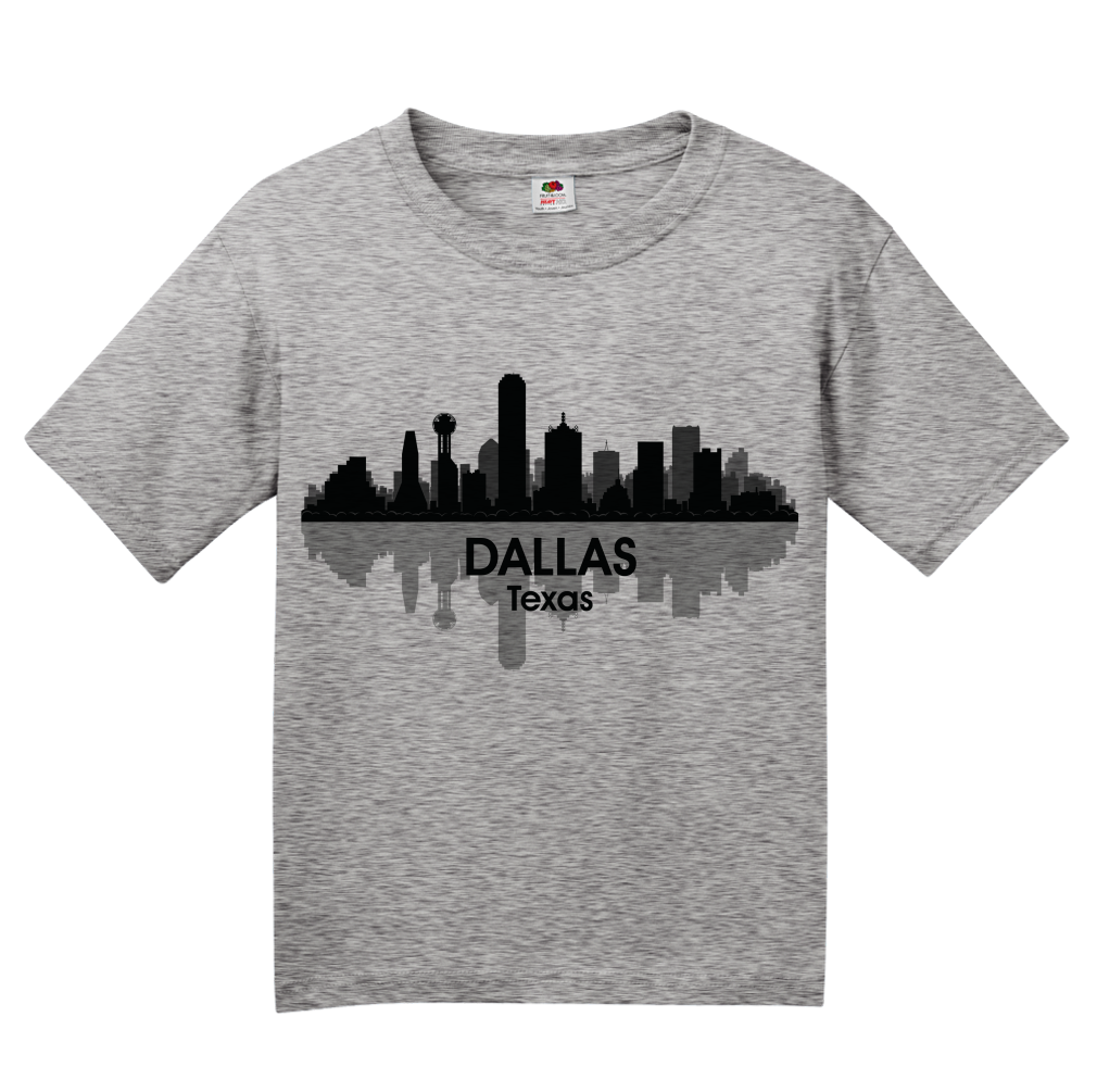 Youth Grey Dallas City Skyline - Texas Rangers Dallas Cowboys Stars Pride T-shirt