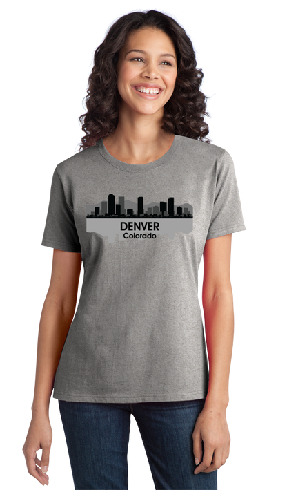 Ladies Grey Denver, Co City Skyline - Mile-High City Pride Colorado Rockies T-shirt