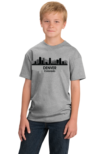 Youth Grey Denver, Co City Skyline - Mile-High City Pride Colorado Rockies T-shirt