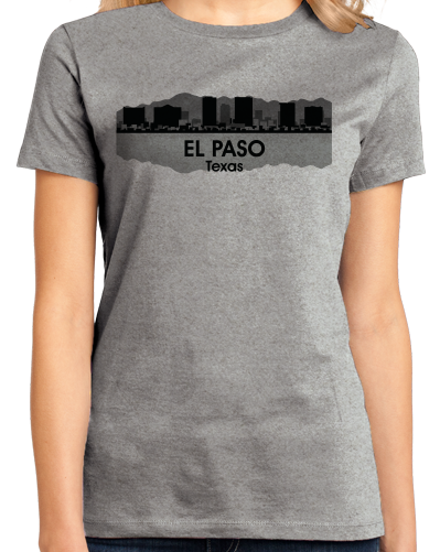 Ladies Grey El Paso, TX City Skyline - Texas Pride Juárez Border Rodeo Love T-shirt