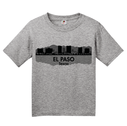 Youth Grey El Paso, TX City Skyline - Texas Pride Juárez Border Rodeo Love T-shirt