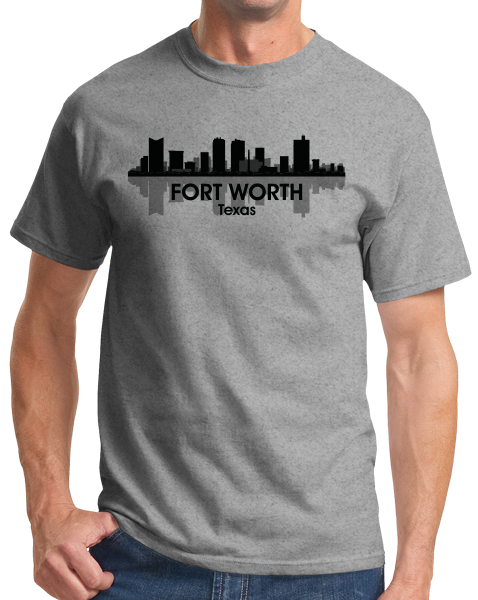 Unisex Grey Fort Worth City Skyline - Texas Pride Van Cliburn Cattle Drive T-shirt