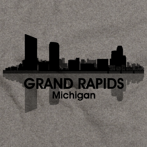 GRAND RAPIDS, MI CITY SKYLINE Grey art preview