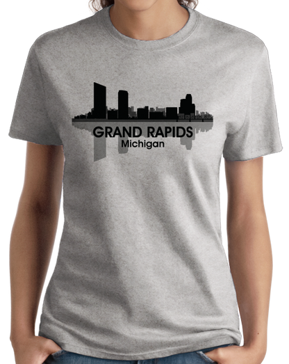 Ladies Grey Grand Rapids, MI City Skyline - River City Pride Love Griffins T-shirt