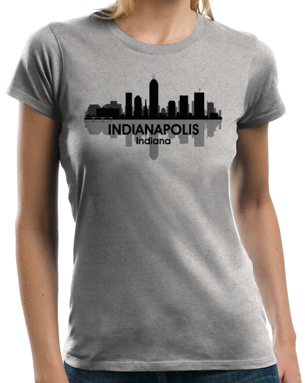Ladies Grey Indianapolis, IN City Skyline - Indianapolitan Pride Indy 500 T-shirt
