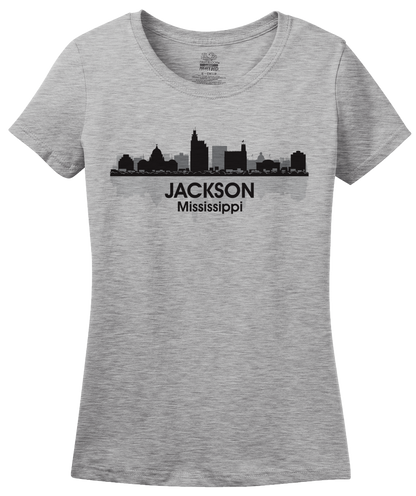 Ladies Grey Jackson, MS City Skyline - Mississippi Pride Blues Trail Love T-shirt
