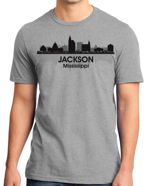 Unisex Grey Jackson, MS City Skyline - Mississippi Pride Blues Trail Love T-shirt