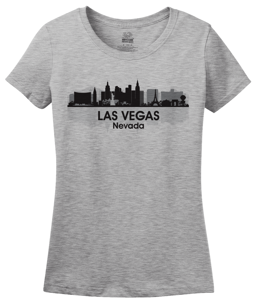 Ladies Grey Las Vegas, NV City Skyline - Sin City Stays In Vegas Gambling T-shirt