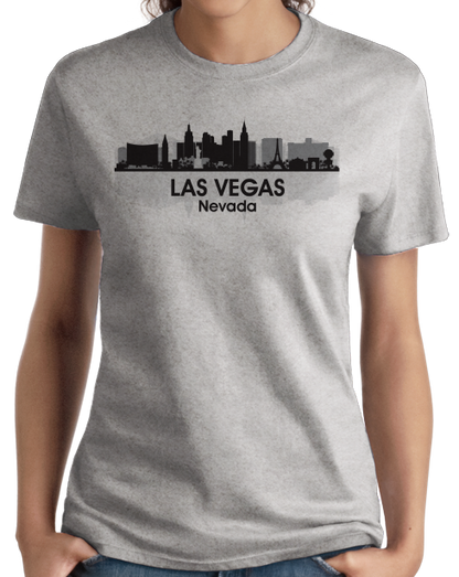 Ladies Grey Las Vegas, NV City Skyline - Sin City Stays In Vegas Gambling T-shirt