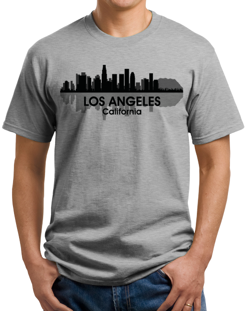 Unisex Grey Los Angeles, CA City Skyline - City of Angels Hollywood Love LA T-shirt