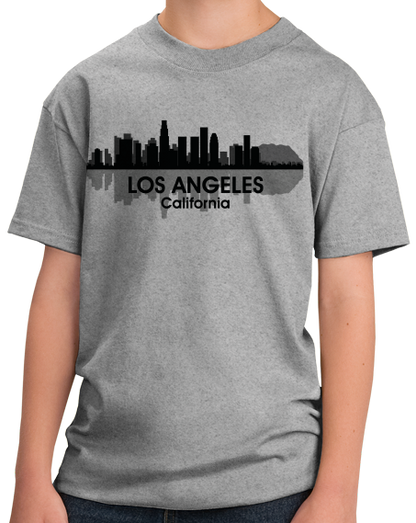 Youth Grey Los Angeles, CA City Skyline - City of Angels Hollywood Love LA T-shirt