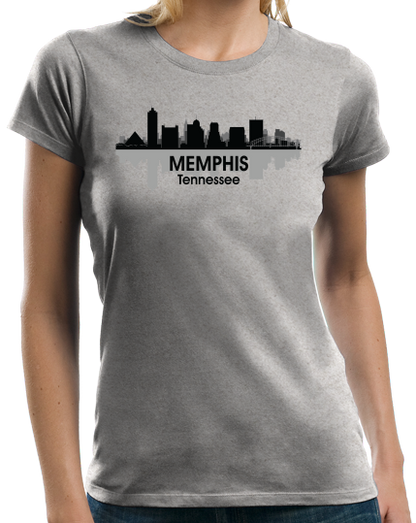 Ladies Grey Memphis, TN City Skyline - Graceland Elvis Tennessee Sun Studios T-shirt