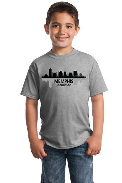 Youth Grey Memphis, TN City Skyline - Graceland Elvis Tennessee Sun Studios T-shirt
