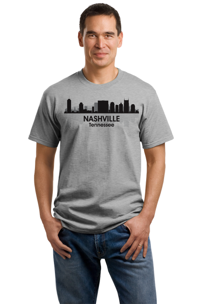 Unisex Grey Nashville, TN City Skyline - Music City Grand Ole Opry Country T-shirt