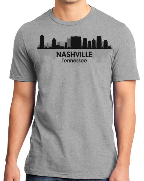 Unisex Grey Nashville, TN City Skyline - Music City Grand Ole Opry Country T-shirt