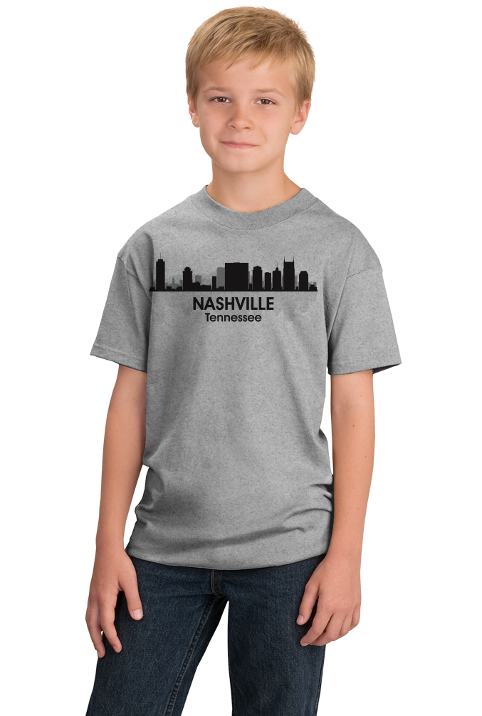 Youth Grey Nashville, TN City Skyline - Music City Grand Ole Opry Country T-shirt
