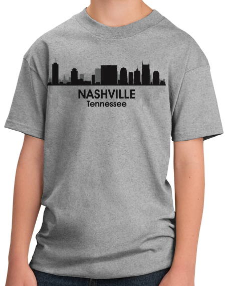 Youth Grey Nashville, TN City Skyline - Music City Grand Ole Opry Country T-shirt
