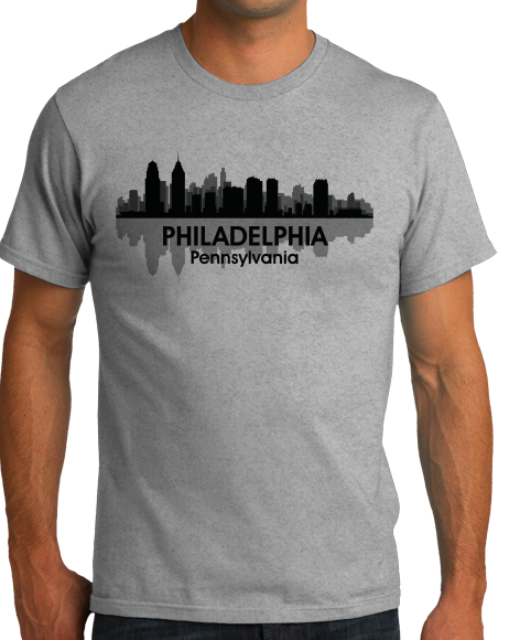 Unisex Grey Philadelphia, PA City Skyline - Philly Pride Eagles 76ers Love T-shirt