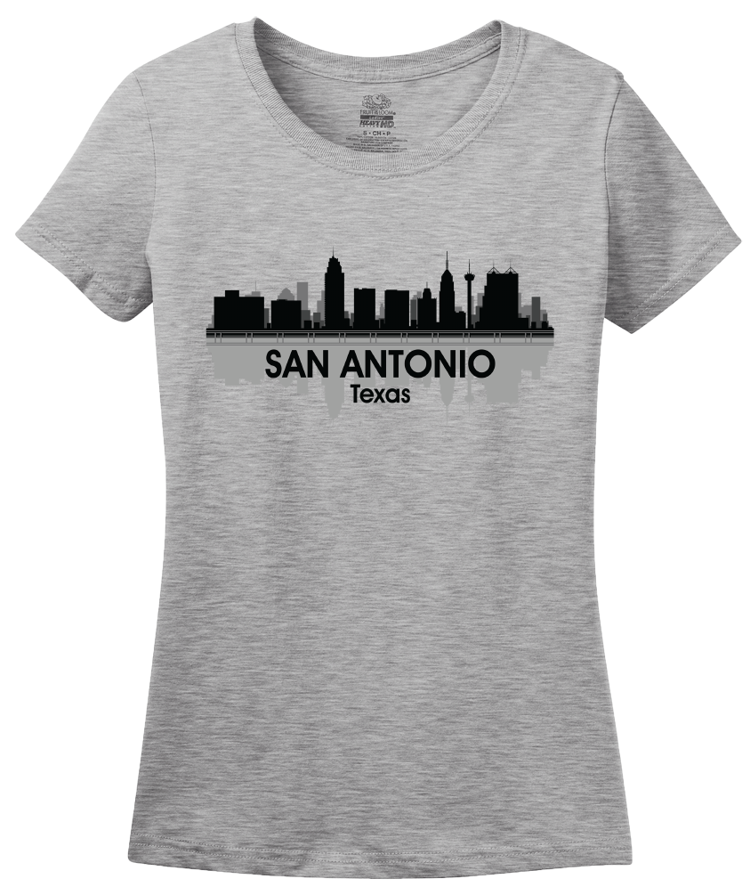 Ladies Grey San Antonio, TX City Skyline - San Antonio Texas Pride Love T-shirt