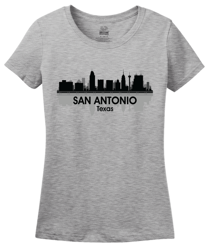 Ladies Grey San Antonio, TX City Skyline - San Antonio Texas Pride Love T-shirt