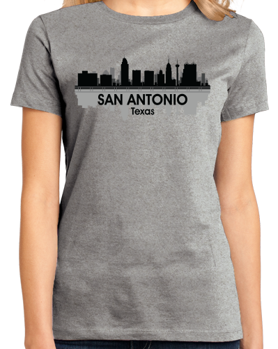 Ladies Grey San Antonio, TX City Skyline - San Antonio Texas Pride Love T-shirt