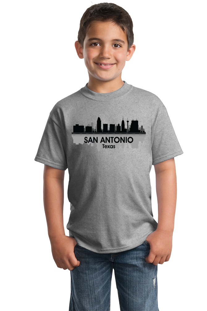 Youth Grey San Antonio, TX City Skyline - San Antonio Texas Pride Love T-shirt