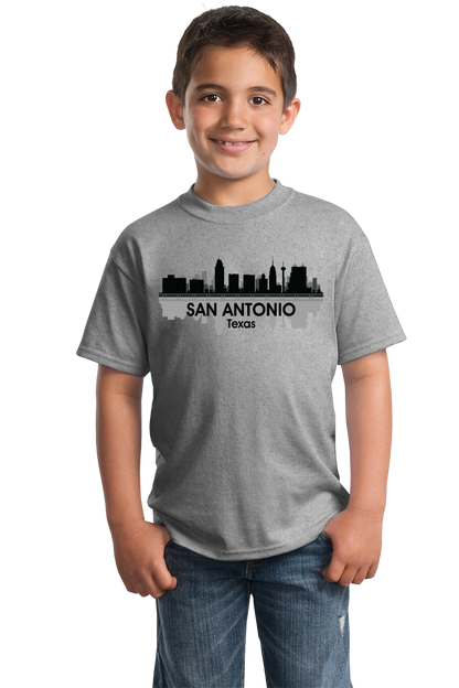 Youth Grey San Antonio, TX City Skyline - San Antonio Texas Pride Love T-shirt