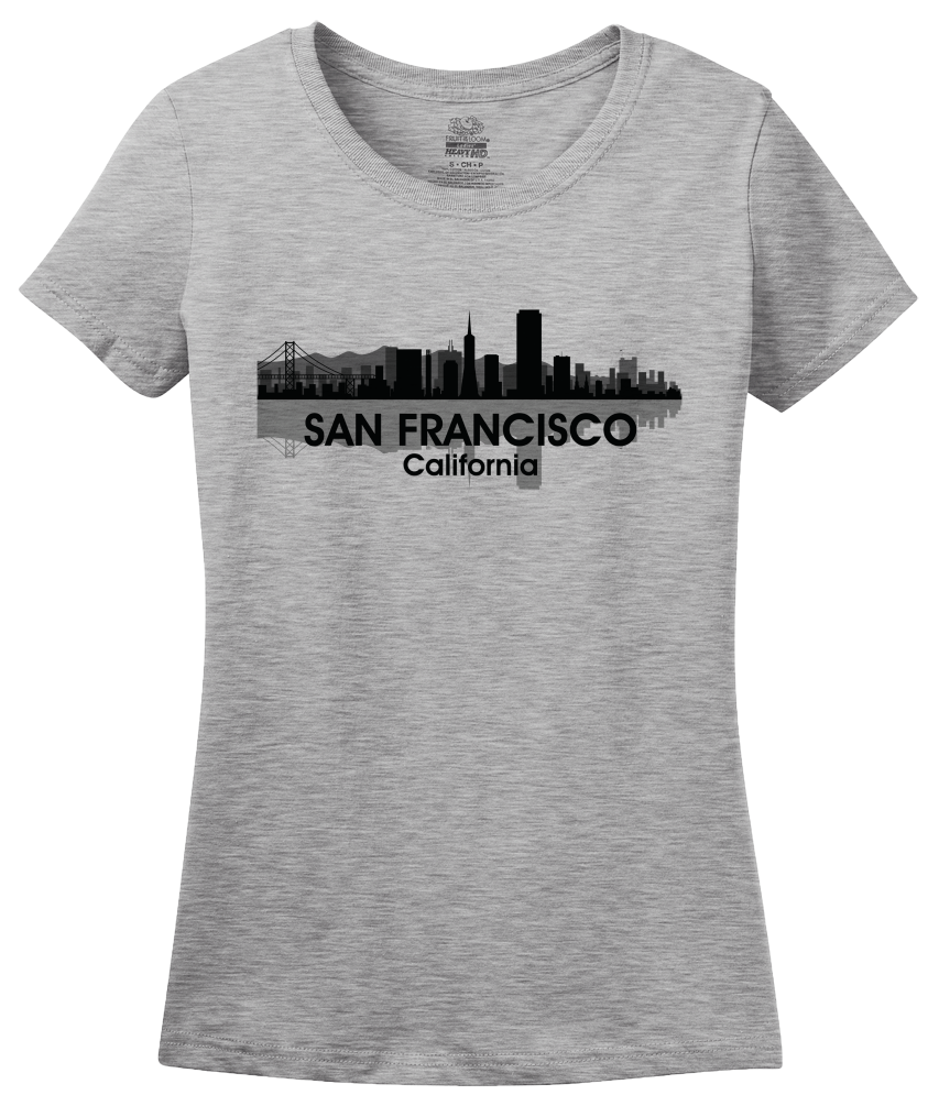 Ladies Grey San Francisco City Skyline - SF NorCal City by The Bay San Fran T-shirt