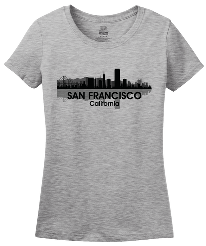 Ladies Grey San Francisco City Skyline - SF NorCal City by The Bay San Fran T-shirt