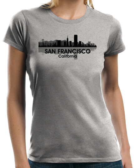 Ladies Grey San Francisco City Skyline - SF NorCal City by The Bay San Fran T-shirt