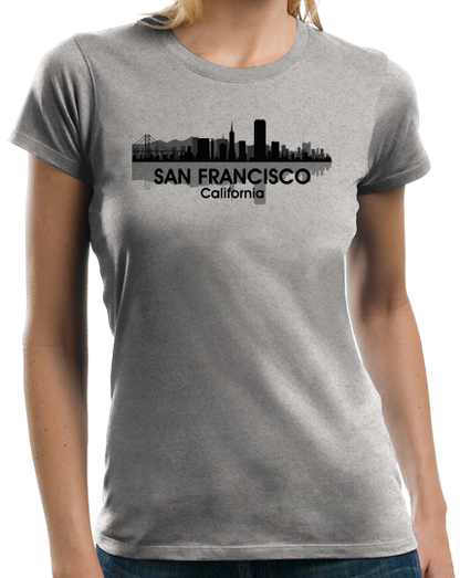 Ladies Grey San Francisco City Skyline - SF NorCal City by The Bay San Fran T-shirt