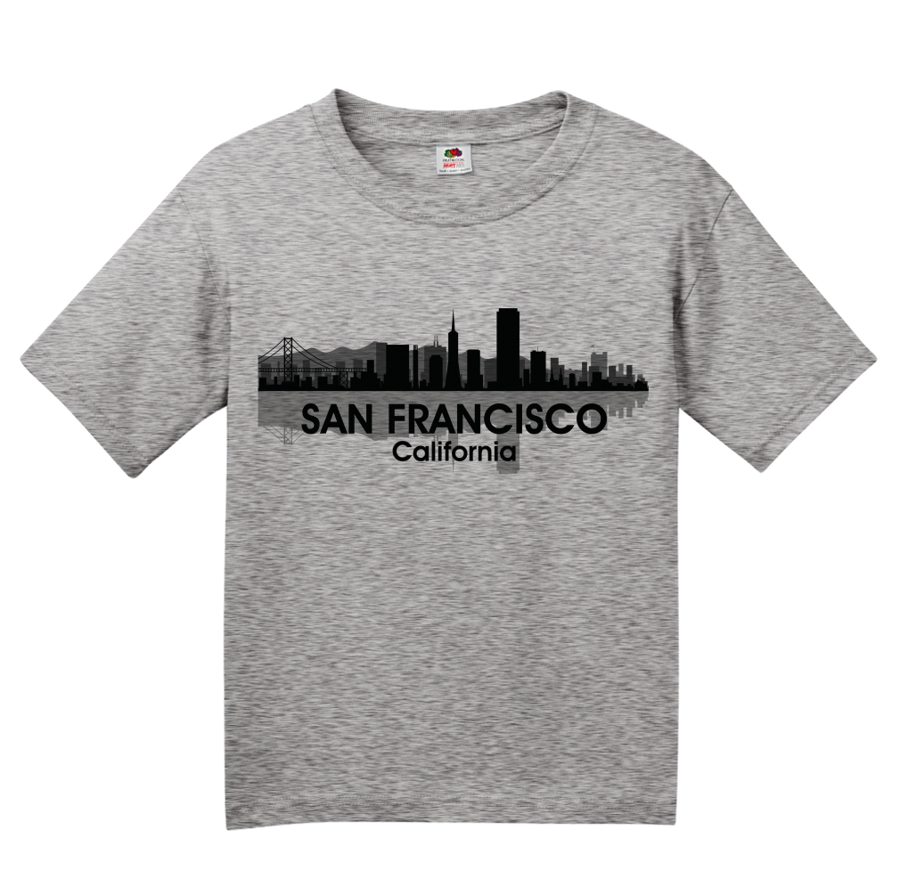 Youth Grey San Francisco City Skyline - SF NorCal City by The Bay San Fran T-shirt