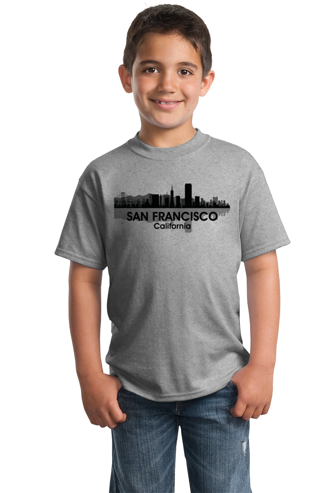 Youth Grey San Francisco City Skyline - SF NorCal City by The Bay San Fran T-shirt