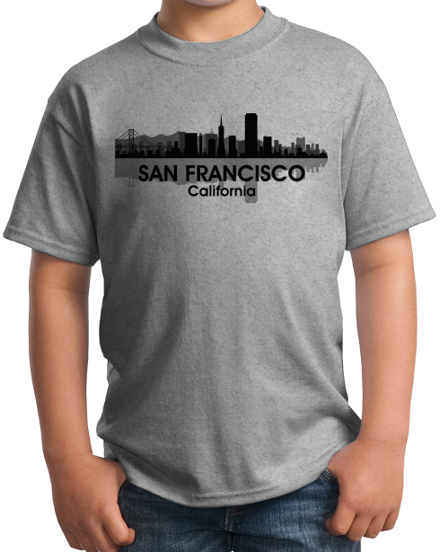 Youth Grey San Francisco City Skyline - SF NorCal City by The Bay San Fran T-shirt