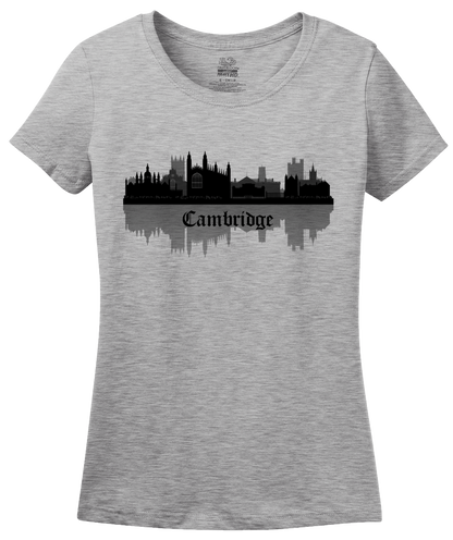 Ladies Grey Skyline Of Cambridge, UK - University Charles Darwin Pink Floyd T-shirt