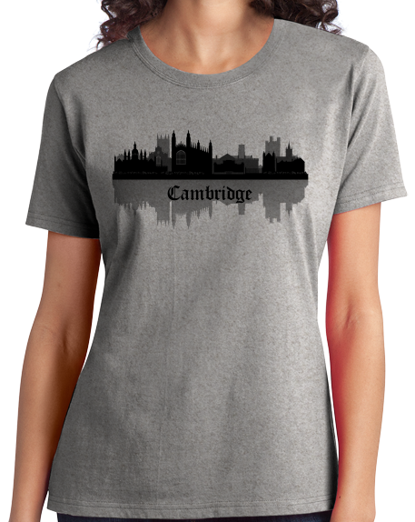 Ladies Grey Skyline Of Cambridge, UK - University Charles Darwin Pink Floyd T-shirt