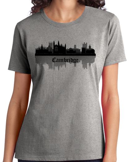 Ladies Grey Skyline Of Cambridge, UK - University Charles Darwin Pink Floyd T-shirt