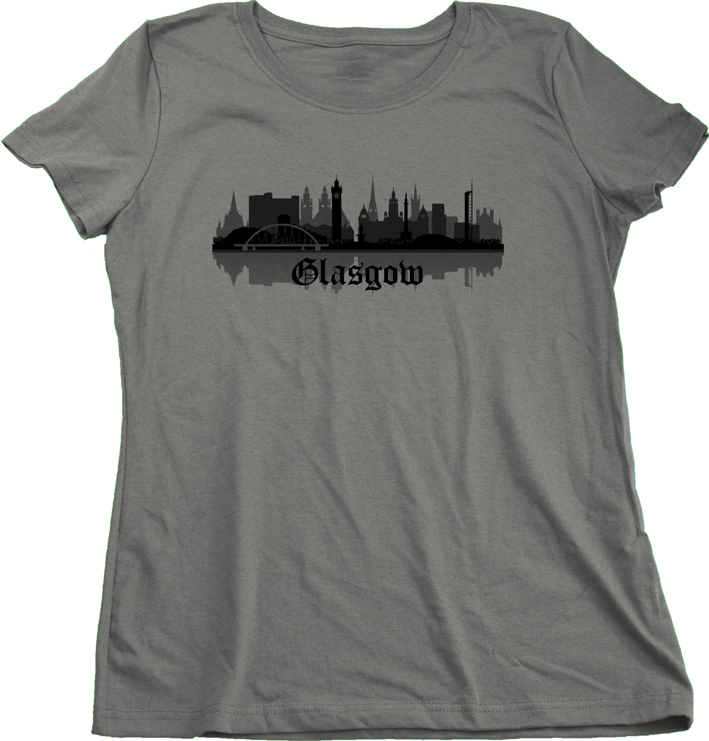 Ladies Grey Skyline Of Glasgow, UK - Scottish Pride Love Glasgow City F.C. T-shirt